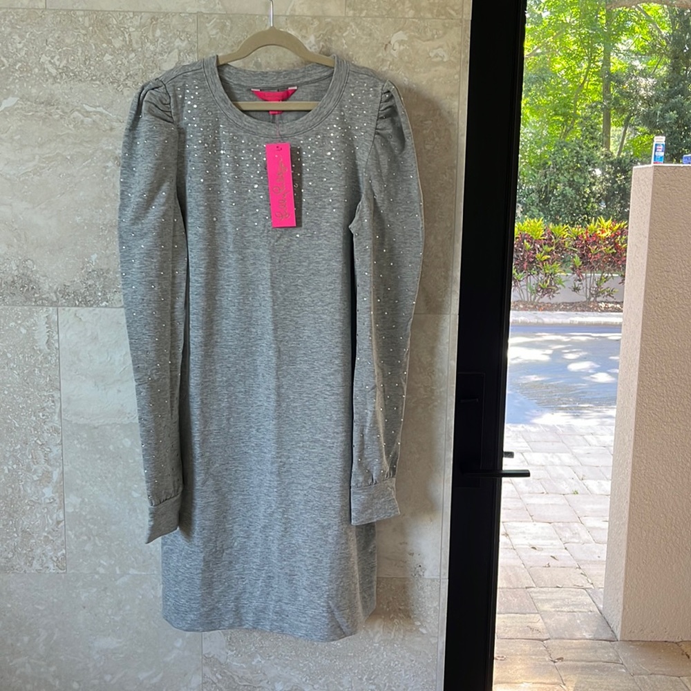NWT Lilly Pulitzer Jansen Dress Heathered Seaside Grey S